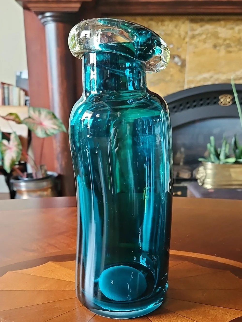 Teal Turquoise Indented Art Glass 
